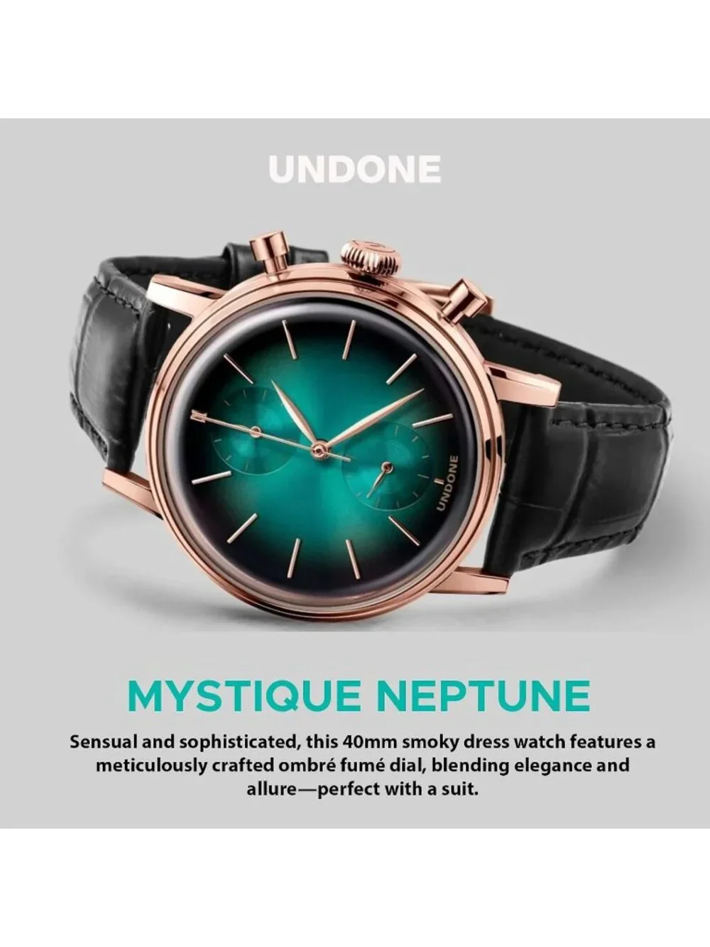 Undone Urban Collection Chronograph Mens Green Fume Dial Black Leather Strap Ana